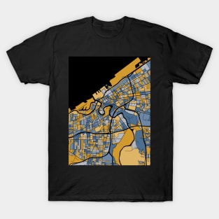 Cleveland Map Pattern in Blue & Gold T-Shirt